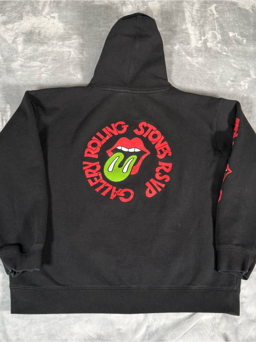 RSVP Gallery x Rolling Stones Hoodie Mens Large Streetwear Faded Black